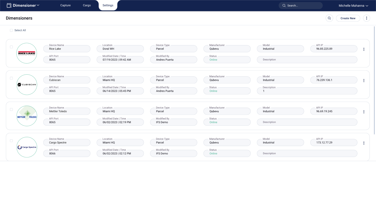 Integrates with all Dimensionersand Scales Manufacturers