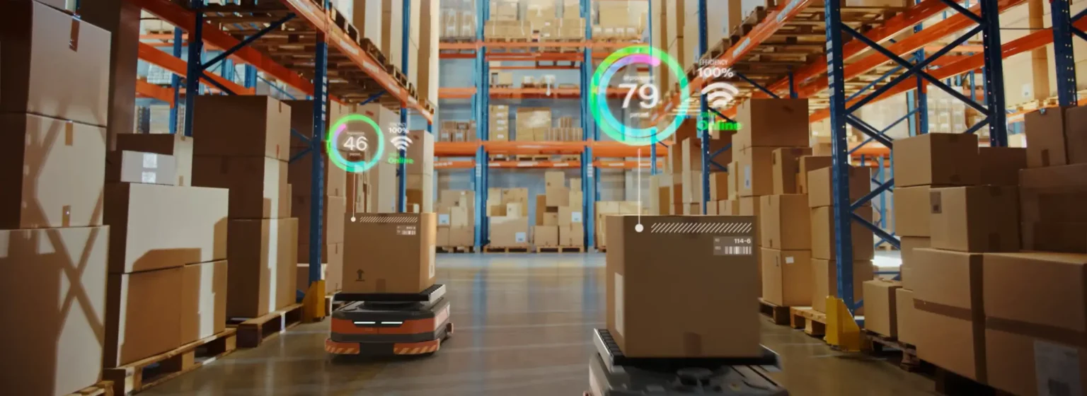 What a fully automated warehouse system looks like, with AGVs handling the putaway and order-picking process.