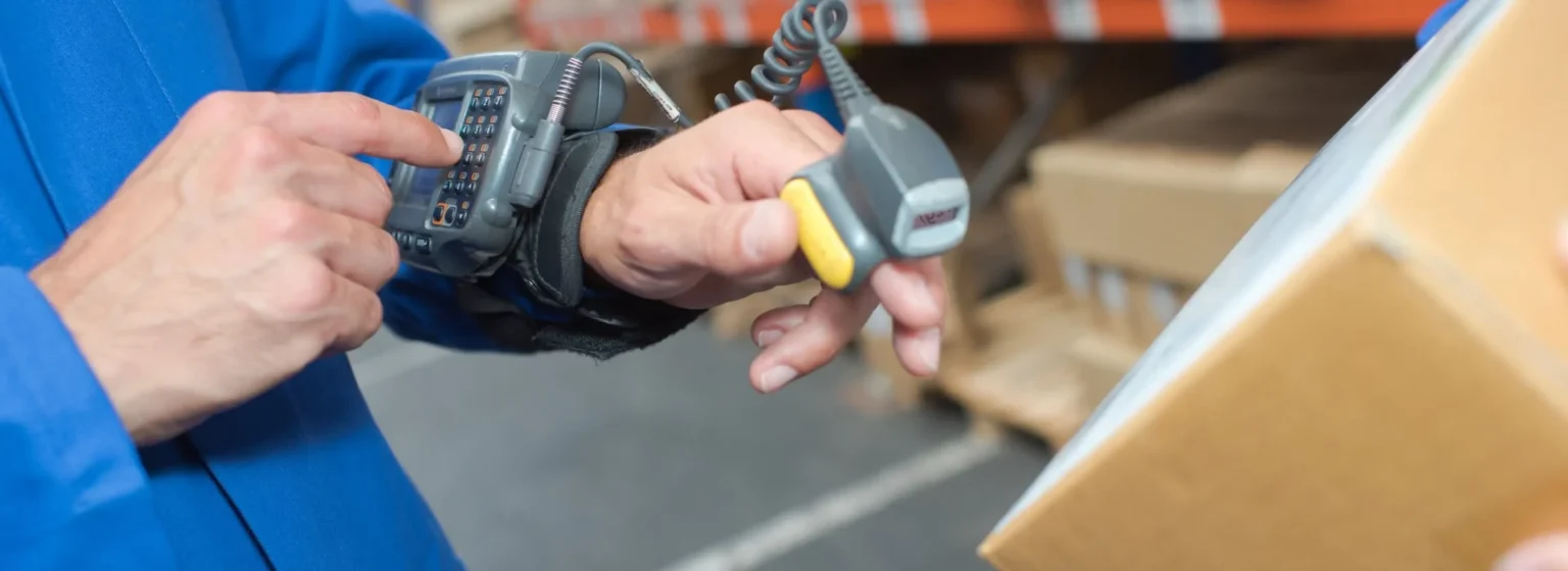 A wearable scanner used in the warehouse.