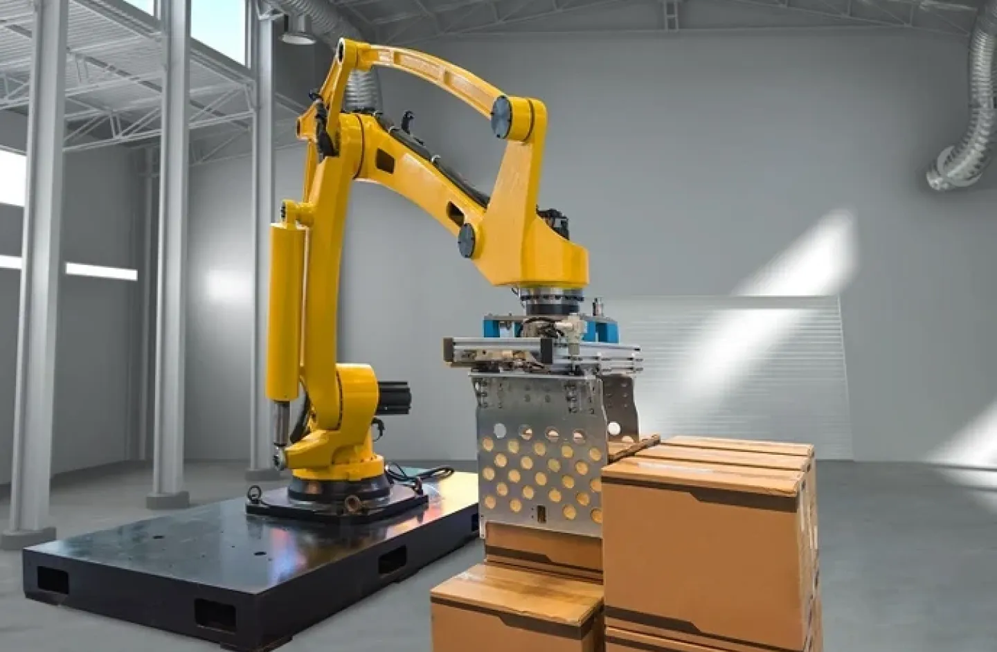 Use of robotics in an automated warehouse.