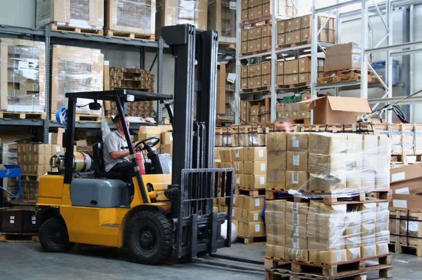 A pallet dimensioner in a warehouse operation.